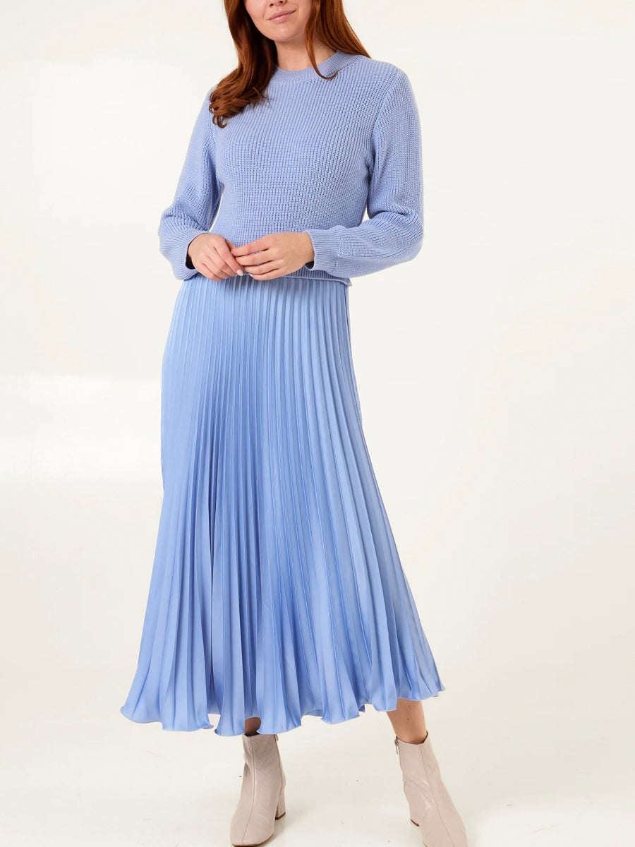 NV1311 Pleated Satin Jumper Dress | so you boutique