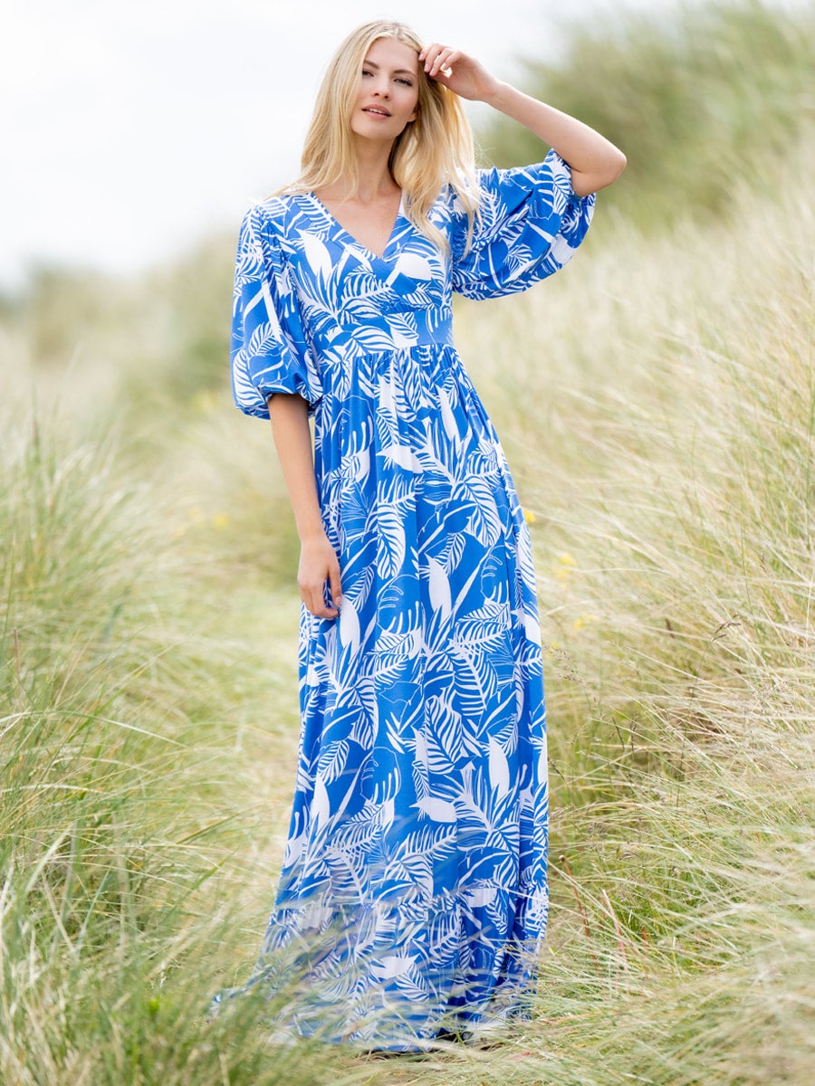 Leaf print maxi deals