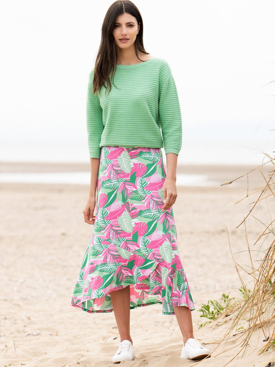 Long green wrap skirt sales